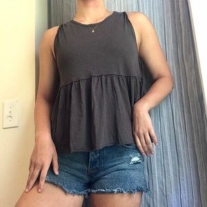 Free People gray babydoll tank top